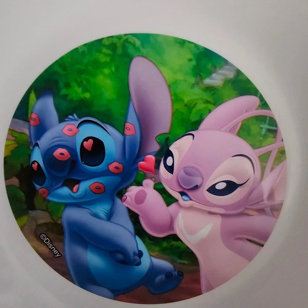 Disney Lilo & Stitch Angel Melamine Plate and Bowl Set Tropical Blue White